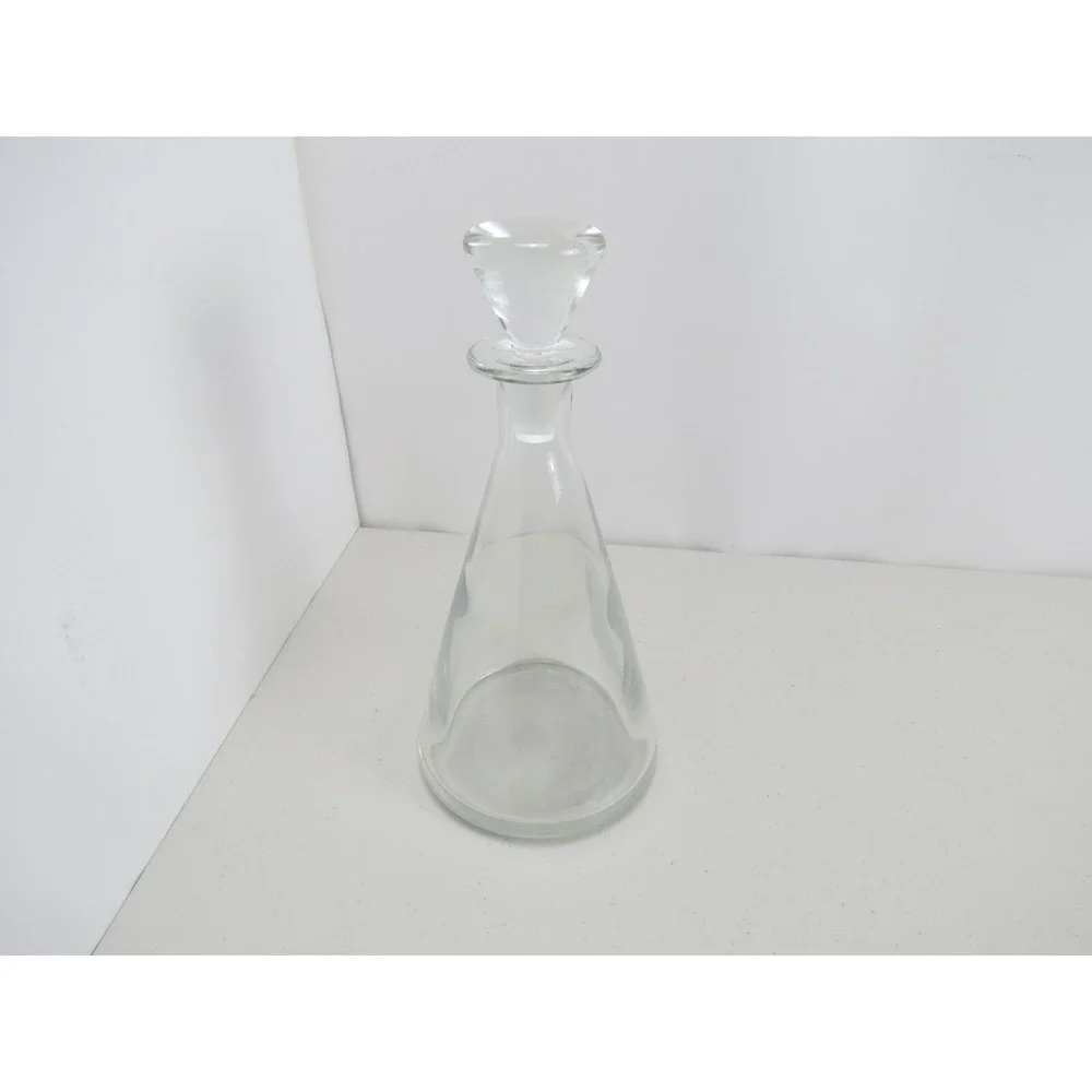 Vintage Wine Porto Sandeman White Silhouette Etch Logo Glass Decanter Carafe (C)